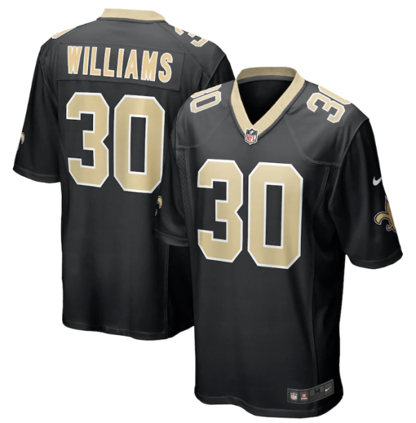 Men New Orleans Saints #30 Jamaal Williams Black Stitched Game Jersey