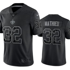 Men New Orleans Saints #32 Tyrann Mathieu Black Reflective Limited Stitched Football Jersey