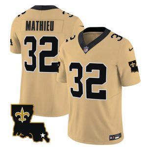 Men New Orleans Saints #32 Tyrann Mathieu Gold 2023 F.U.S.E. 1987 Legacy Vapor Stitched Jersey