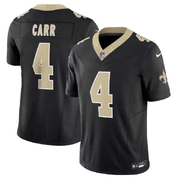 Men New Orleans Saints #4 Derek Carr Black 2023 F.U.S.E. Vapor Untouchable Limited Football Stitched Jersey