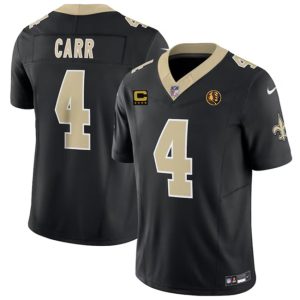 Men New Orleans Saints #4 Derek Carr Black 2023 F.U.S.E. With 4-star C Patch And John Madden Patch Vapor Limited Football Stitched Jersey