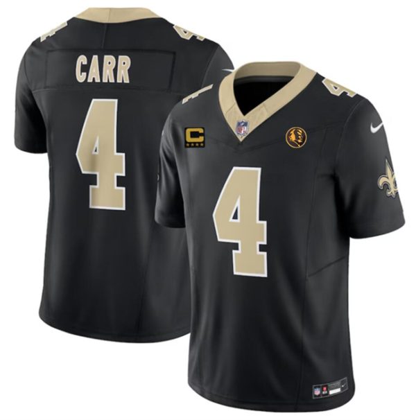 Men New Orleans Saints #4 Derek Carr Black 2023 F.U.S.E. With 4-star C Patch And John Madden Patch Vapor Limited Football Stitched Jersey