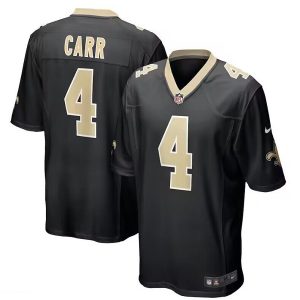 Men New Orleans Saints #4 Derek Carr Black Stitched Game Jersey