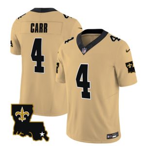 Men New Orleans Saints #4 Derek Carr Gold 2023 F.U.S.E. 1987 Legacy Vapor Stitched Jersey