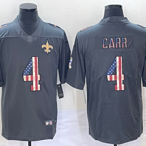 Men New Orleans Saints #4 Derek Carr Gray Salute To Service USA Flag Fashion Limited Stitched Jersey