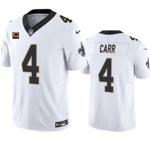 Men New Orleans Saints #4 Derek Carr White 2023 F.U.S.E. With 4-Star C Patch Vapor Untouchable Limited Football Stitched Jersey