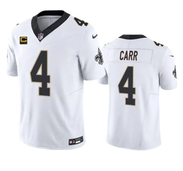 Men New Orleans Saints #4 Derek Carr White 2023 F.U.S.E. With 4-Star C Patch Vapor Untouchable Limited Football Stitched Jersey