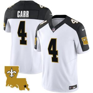 Men New Orleans Saints #4 Derek Carr White Black 2023 F.U.S.E. 1987 Legacy Vapor Stitched Jersey