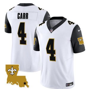 Men New Orleans Saints #4 Derek Carr White/Black 2023 F.U.S.E. 1987 Legacy Vapor Stitched Jersey