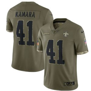 Men New Orleans Saints #41 Alvin Kamara 2022 Olive Salute To Service Limited Stitched Jersey