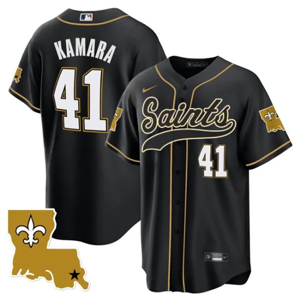 Men New Orleans Saints #41 Alvin Kamara Black 1987 Legacy Cool Base Stitched Baseball Jersey