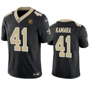 Men New Orleans Saints #41 Alvin Kamara Black 2023 F.U.S.E. With John Madden Patch Vapor Limited Football Stitched Jersey