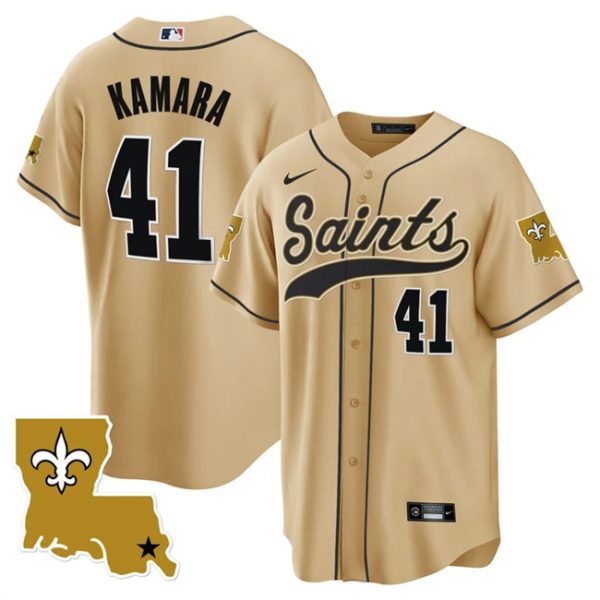 Men New Orleans Saints #41 Alvin Kamara Gold 1987 Legacy Cool Base Stitched Baseball Jersey