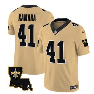 Men New Orleans Saints #41 Alvin Kamara Gold 2023 F.U.S.E. 1987 Legacy Vapor Stitched Jersey