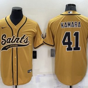 Men New Orleans Saints #41 Alvin Kamara Gold Cool Base Stitched Baseball Jersey