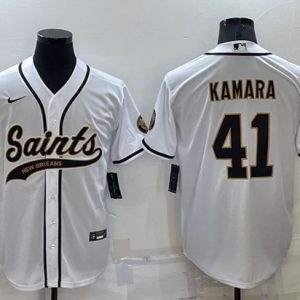 Men New Orleans Saints #41 Alvin Kamara White Cool Base Stitched Baseball Jersey