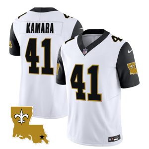 Men New Orleans Saints #41 Alvin Kamara White/Black 2023 F.U.S.E. 1987 Legacy Vapor Stitched Jersey