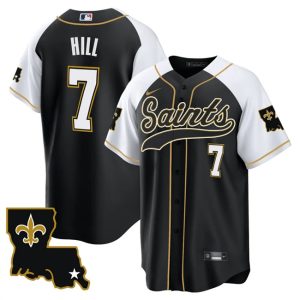 Men New Orleans Saints #7 Taysom Hill Black/White 1987 Legacy Cool Base Stitched Baseball Jersey