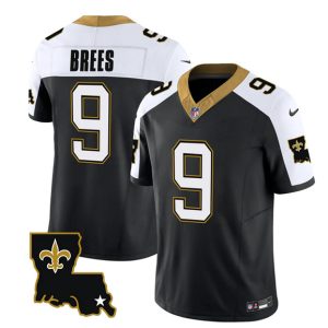 Men New Orleans Saints #9 Drew Brees Black White 2023 F.U.S.E. 1987 Legacy Vapor Stitched Jersey