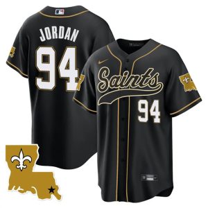 Men New Orleans Saints #94 Cameron Jordan Black 1987 Legacy Cool Base Stitched Baseball Jersey