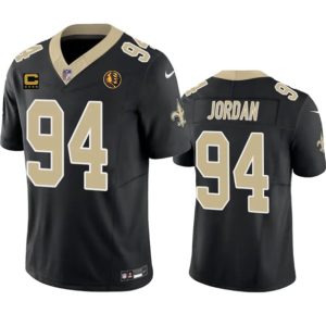 Men New Orleans Saints #94 Cameron Jordan Black 2023 F.U.S.E. With 4-star C Patch And John Madden Patch Vapor Limited Football Stitched Jersey