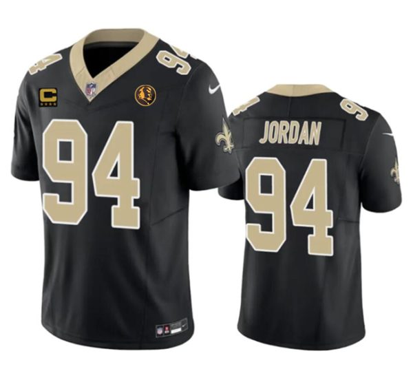 Men New Orleans Saints #94 Cameron Jordan Black 2023 F.U.S.E. With 4-star C Patch And John Madden Patch Vapor Limited Football Stitched Jersey