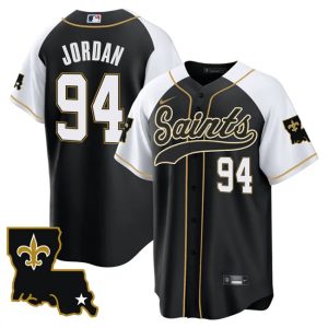 Men New Orleans Saints #94 Cameron Jordan Black/White 1987 Legacy Cool Base Stitched Baseball Jersey