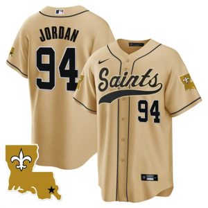 Men New Orleans Saints #94 Cameron Jordan Gold 1987 Legacy Cool Base Stitched Baseball Jersey