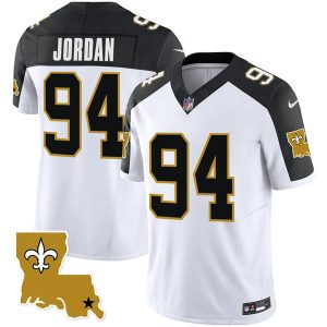 Men New Orleans Saints #94 Cameron Jordan White Black 2023 F.U.S.E. 1987 Legacy Vapor Stitched Jersey