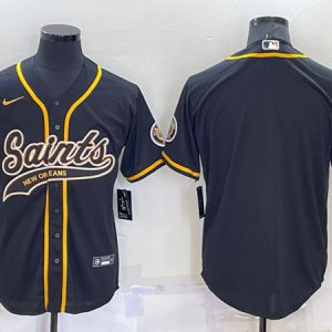 Men New Orleans Saints Blank Black Cool Base Stitched Baseball Jersey