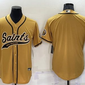 Men New Orleans Saints Blank Gold Cool Base Stitched Baseball Jersey