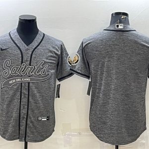 Men New Orleans Saints Blank Gray With Patch Cool Base Stitched Baseball Jersey