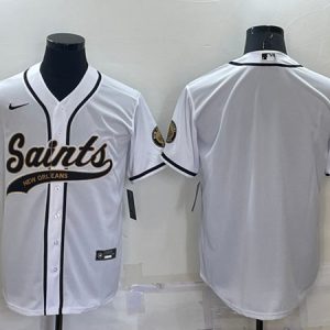 Men New Orleans Saints Blank White Cool Base Stitched Baseball Jersey