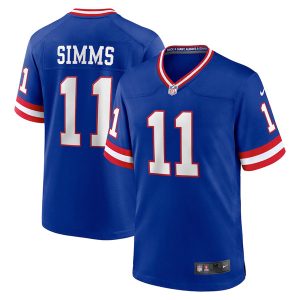 Men New York Giants #11 Phil Simms Royal Stitched Game Jersey