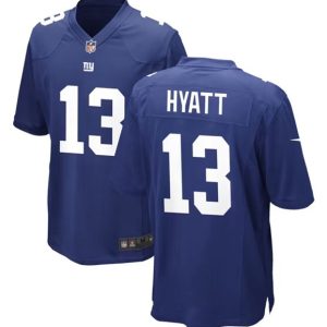 Men New York Giants #13 Jalin Hyatt Royal Stitched Game Jersey