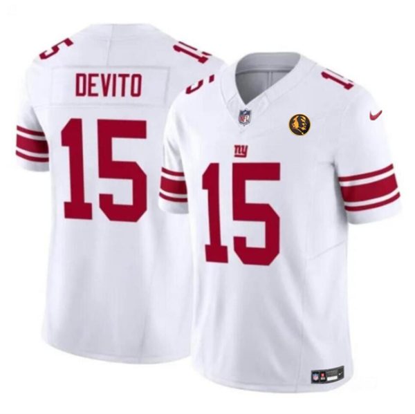 Men New York Giants #15 Tommy DeVito White 2023 F.U.S.E. With John Madden Patch Vapor Limited Football Stitched Jersey