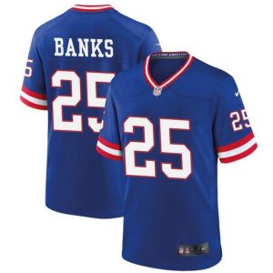 Men New York Giants #25 Deonte Banks Royal Classic Stitched Game Jersey