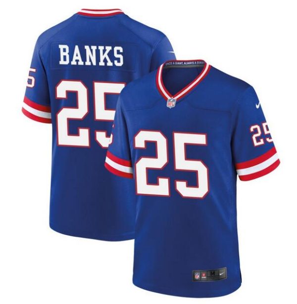 Men New York Giants #25 Deonte Banks Royal Classic Stitched Game Jersey