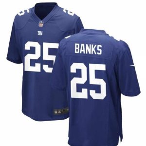 Men New York Giants #25 Deonte Banks Rush Blue Stitched Game Jersey