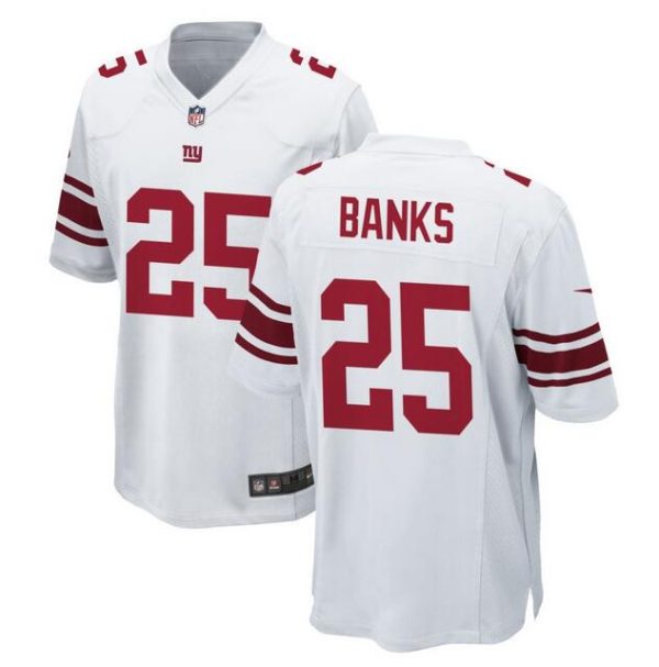 Men New York Giants #25 Deonte Banks White Stitched Game Jersey