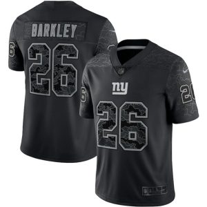 Men New York Giants #26 Saquon Barkley Black Reflective Limited Stitched Football Jersey