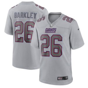 Men New York Giants #26 Saquon Barkley Gray Atmosphere Fashion Stitched Game Jersey