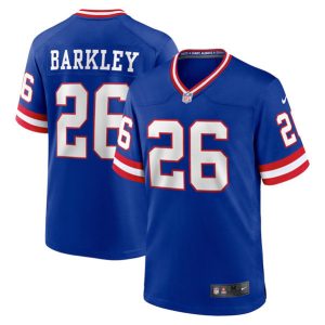 Men New York Giants #26 Saquon Barkley Royal Stitched Game Jersey