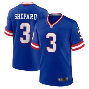 Men New York Giants #3 Sterling Shepard Royal Stitched Game Jersey