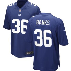 Men New York Giants #36 Deonte Banks Blue 2023 Draft Stitched Game Jersey