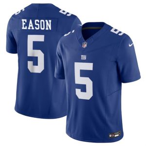 Men New York Giants #5 Jacob Eason Blue 2023 F.U.S.E. Vapor Untouchable Limited Football Stitched Jersey