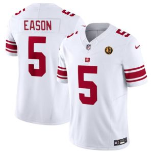 Men New York Giants #5 Jacob Eason White 2023 F.U.S.E. With John Madden Patch Vapor Limited Football Stitched Jersey