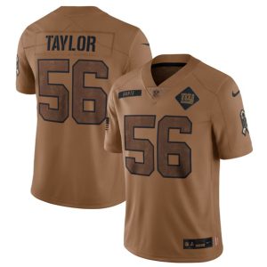 Men New York Giants #56 Lawrence Taylor 2023 Brown Salute To Service Limited Football Stitched Jersey