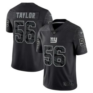 Men New York Giants #56 Lawrence Taylor Black Reflective Limited Stitched Football Jersey