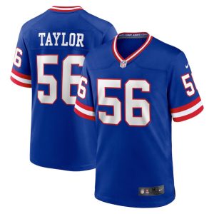 Men New York Giants #56 Lawrence Taylor Royal Stitched Game Jersey